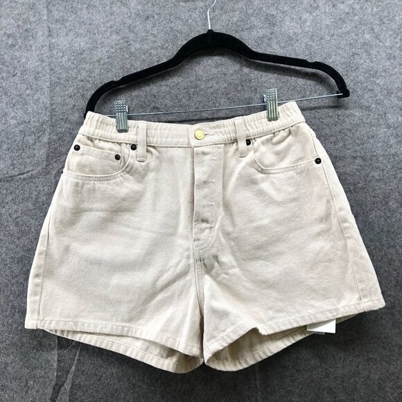 Still Here Ames Denim Shorts Womens 29 in Bone Ivory High Waisted Mom Relaxed - Picture 1 of 12